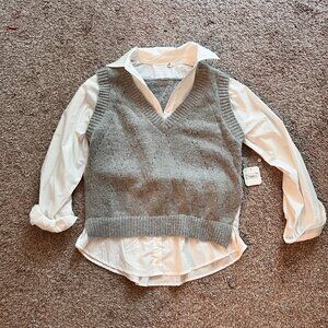 NWT Altar'd State Sweater Vest & Dress Shirt One Piece